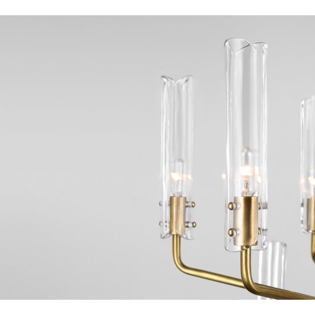 Visual Comfort AERIN for Visual Comfort Signature Casoria Large Two-Tier Chandelier in Hand-Rubbed Antique Brass with Clear Glass For Sale - Image 4 of 6