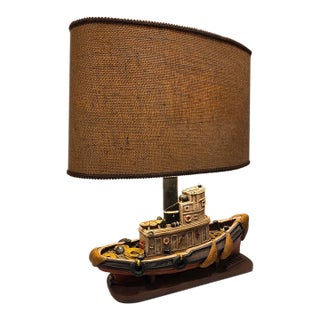Vintage Albatross Tugboat Nautical Table Lamp – Hand-Painted Maritime Decor For Sale