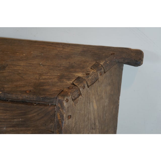 Large Primitive Antique Oak Farmhouse Dough Bowl Bin Trough Trencher For Sale - Image 4 of 10