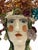 Whimsical Artisan Avant-Garde Hand-Painted Ceramic Head Vase With Floral Crown For Sale - Image 4 of 6