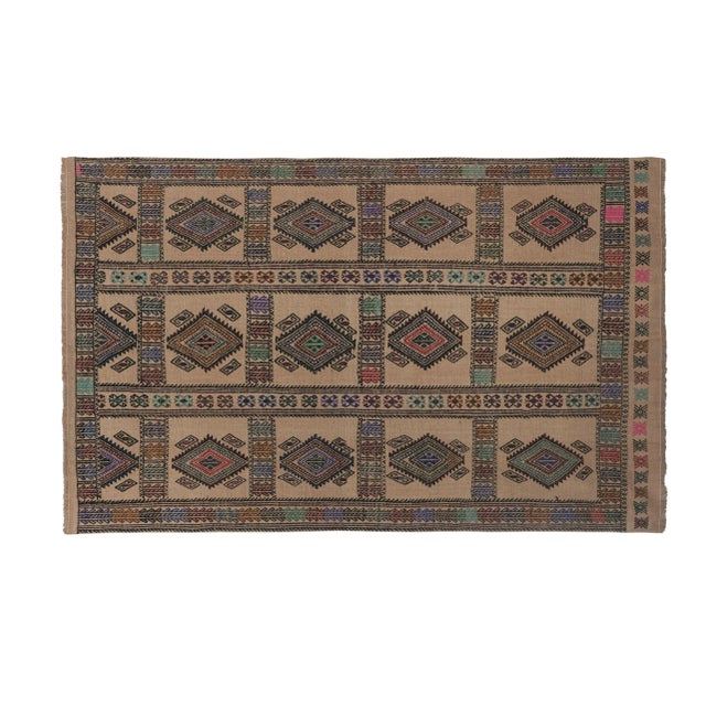 Vintage Multicolor Turkish Boho Decorative Wool Rug 4'11'' X 7'3'' 59.4'' x 87'' / 151 x 221 cm Hand weaved with high-...