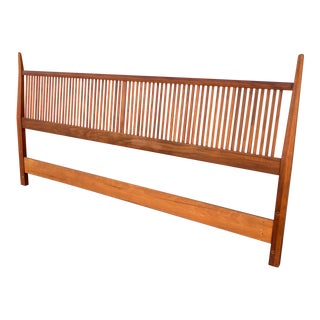 Kipp Stewart for Directional Mid Century Sculpted Walnut King Size Headboard For Sale