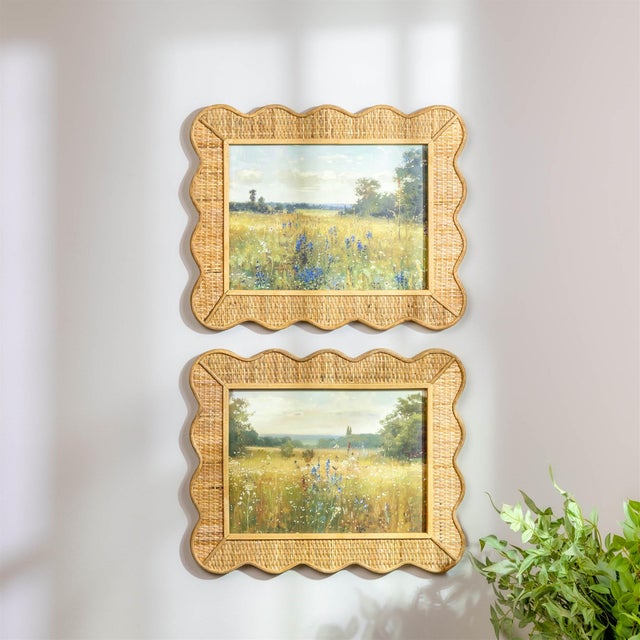 Bring a warm and inviting touch to your space with this framed landscape print set, featuring serene meadow scenes with...
