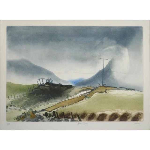 Gordon Miles (UK B. 1947). A dreamy landscape etching with aquatint from the northern United Kington. The work is printed...