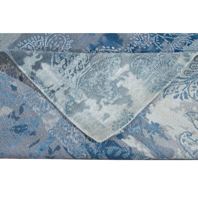 Indian 21st Century Modernn Wool & Silk Indian Rug For Sale - Image 3 of 13