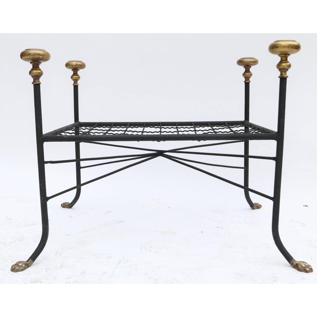 Black Metal Bench Or Stool With Brass Finials And Claw Feet Chairish