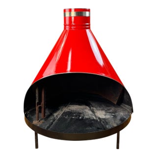 Vintage Preway Freestanding Red Porcelain Fireplace For Sale