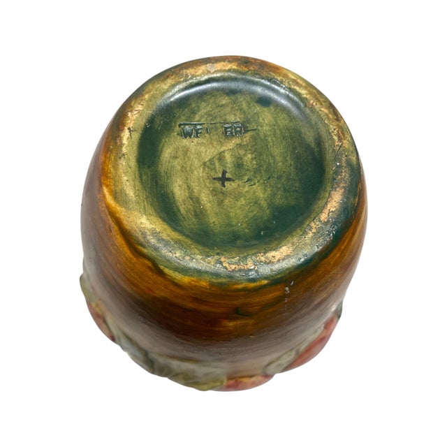 Pair of Weller Art Pottery Baldin Pattern Apple Vases – Hand Painted – Early 20th Century For Sale - Image 11 of 12