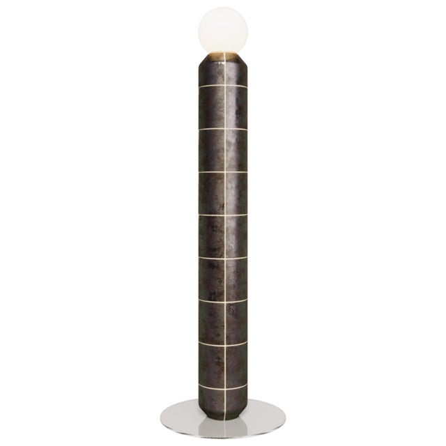 Handcrafted Ceramic and Glass Floor Lamp in Gasoline Glaze by Svitanok For Sale - Image 4 of 4
