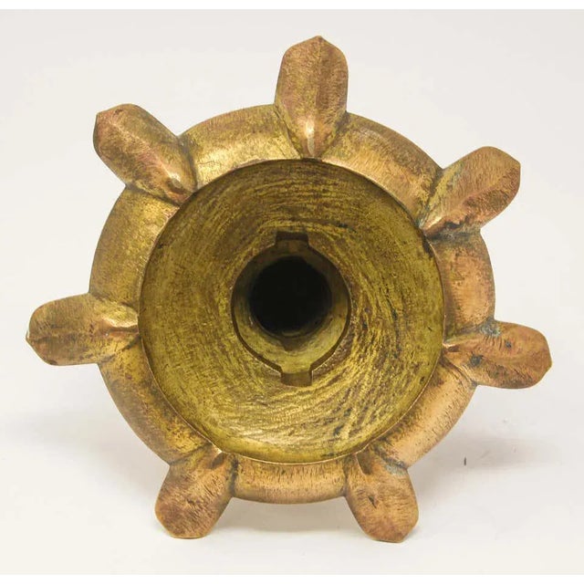 Traditional Religious cast brass Diya Temple oil lamp used for prayer. Shallow dish with seven bati spouts. A...