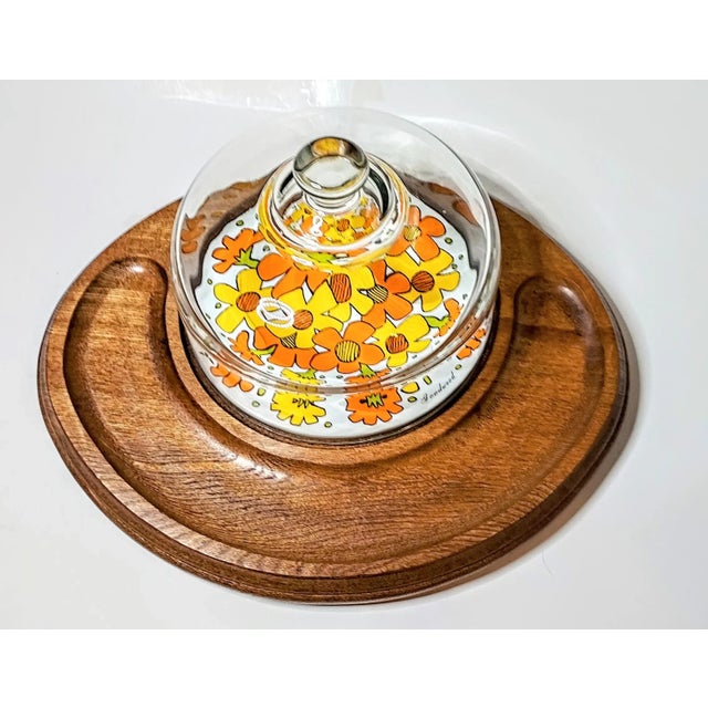 Vintage Glass Domed Teak Cheese Tray For Sale - Image 6 of 7