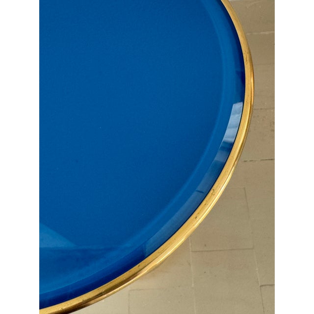 1970s Italian Side Table in Brass and Blue Glass by Osvaldo Borsani for Atelier Borsani Varedo, 1950s For Sale - Image 5 of 17