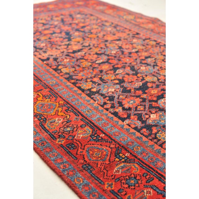Vintage Fruit Punch, Charcoal & Indigo Runner Rug , 4.2 x 13.4 For Sale - Image 9 of 11