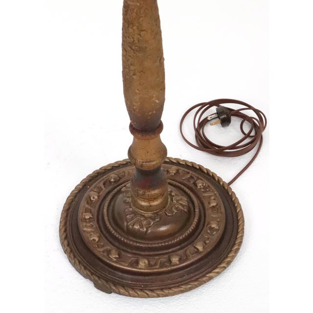Brown Early 20th Century Restored Victorian Painted Cast Iron & Wood Bridge Floor Lamp For Sale - Image 8 of 9