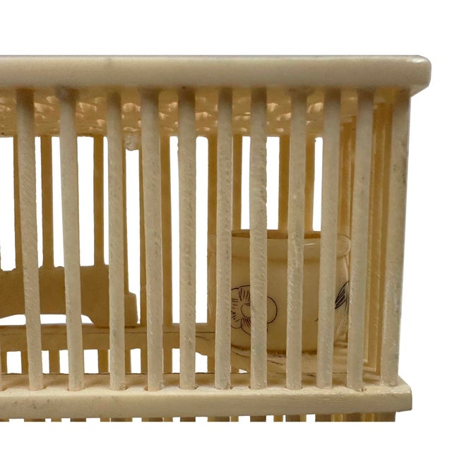 Chinese Mid-20th Century Chinese Bone Carved Cricket Cage. For Sale - Image 3 of 10