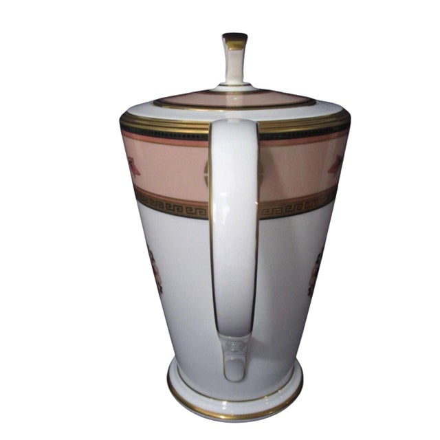 Late 20th Century Noritake Commemoration Coffee Pot With Lid Art Deco Floral China Peach Gold For Sale - Image 9 of 10