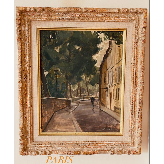 Andre Chochon French Paris Street Scene Oil Painting, Mid-20th Century For Sale - Image 4 of 4