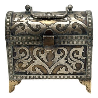 Antique 19th Century Silver Overlay "Teremok" Casket / Jewelry Box For Sale