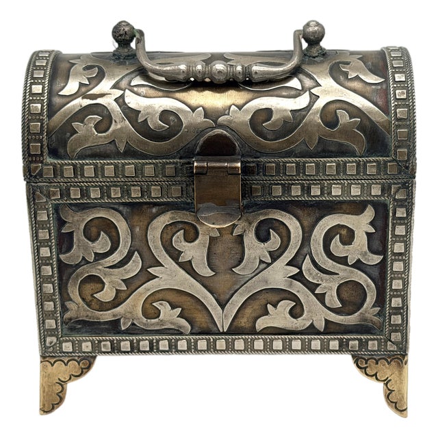 Antique 19th Century Silver Overlay "Teremok" Casket / Jewelry Box For Sale