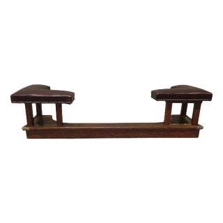 Arts and Crafts Oak and Leather Club Fender, 1900 For Sale