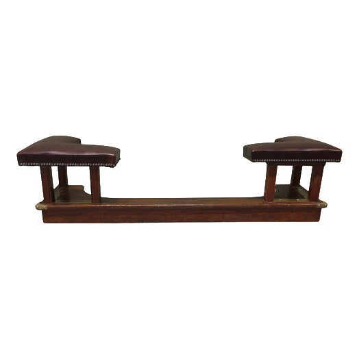 Arts and Crafts Oak and Leather Club Fender, 1900 For Sale