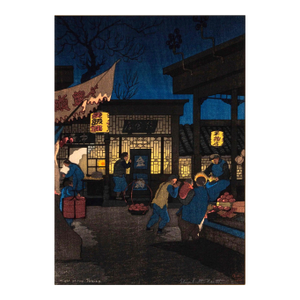 Early 20th Century Japanese Woodblock Print Night Scene Peking by Elizabeth Keith