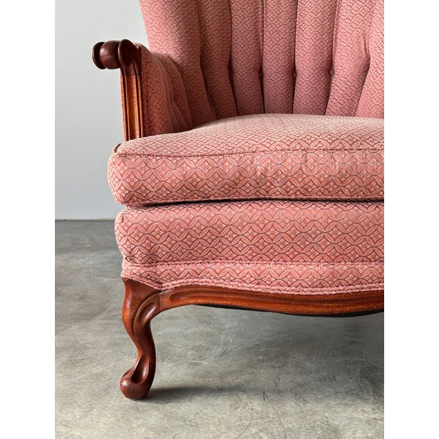 French Provincial French Provincial Channel-Back Armchair, Louis XV Revival, Mid-Century For Sale - Image 3 of 17