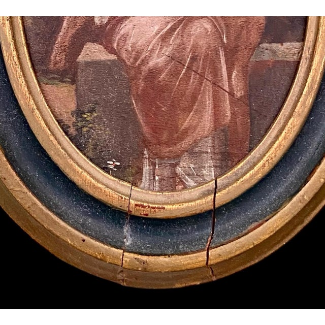 Diminutive Antique French Oil on Board, "Péveil It Riceur” For Sale - Image 4 of 13