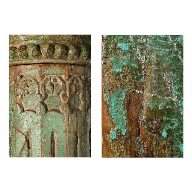 Stone Column and Carved and Patinated Wood For Sale - Image 6 of 8