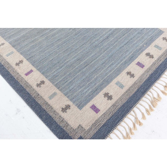 Doris Leslie Blau Vintage Swedish Flat Woven Rug by Ingegerd Silow For Sale - Image 4 of 9