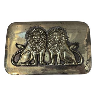 Mid 20th Century Brass Lion Trinket Box For Sale
