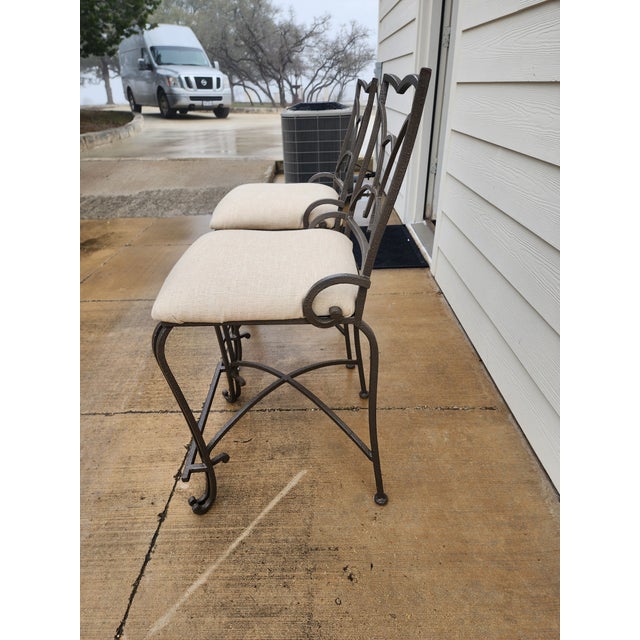 Metal Pair of Iron Counter Height Bar Stools For Sale - Image 7 of 9