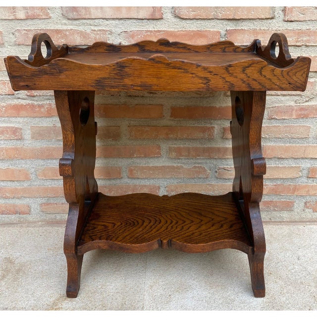 Wood Early 20th Century French Hand-Carved Oak Trolley Bar, 1920s For Sale - Image 7 of 18