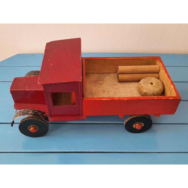 Rustic Antique Handmade Wooden Toy Truck, 1940s For Sale - Image 3 of 12