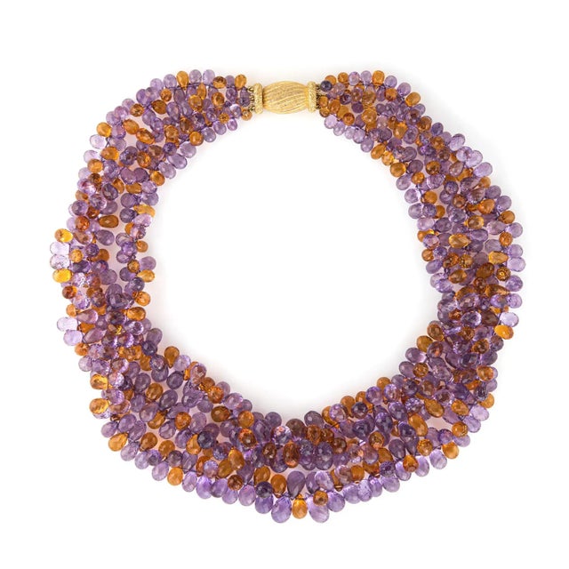 Mid 20th Century Gianmaria Buccellati Torsade Necklace Amethyst Citrine 18k Gold Gemstone Vintage For Sale - Image 4 of 4