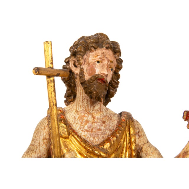 German or Austrian Polychromed Statue Sculpture of Saint John the Baptist For Sale - Image 10 of 18