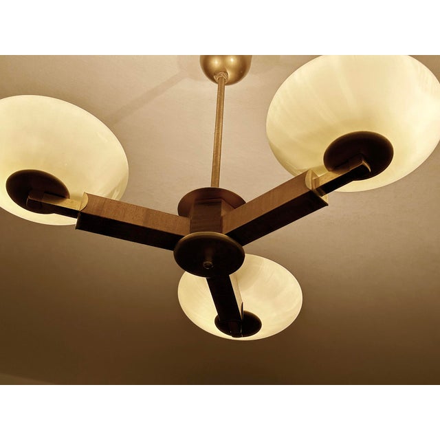 Art Deco Wood and Glass Pendant Light, 1930s For Sale - Image 16 of 18