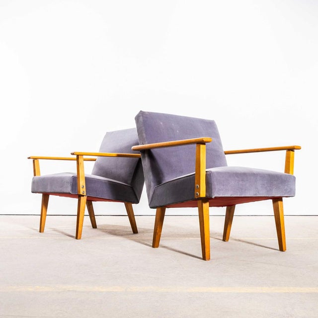 Mid-Century Grey Upholstered Armchair, 1950s For Sale - Image 11 of 11