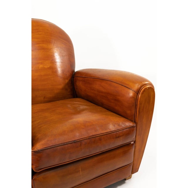 Pair of Artisan-Made Cognac Leather Armchairs For Sale In Detroit - Image 6 of 8