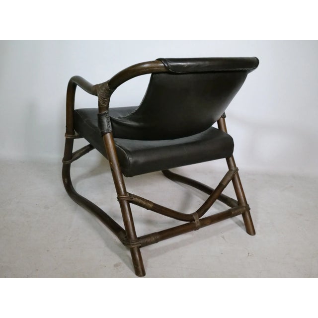 Black Mid-Century Manila Armchairs in Bamboo and Leather attributed to Horsnæs, 1960s, Set of 2 For Sale - Image 8 of 13