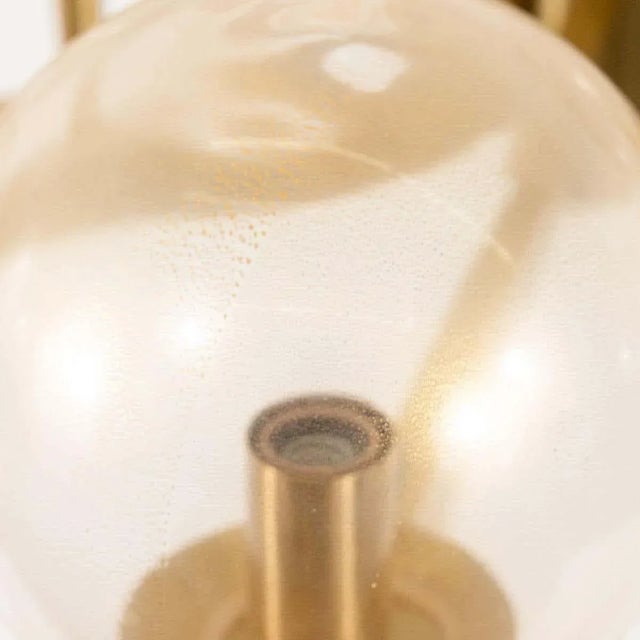 Contemporary Early 21st Century Brass Sunburst Style Chandelier with Glass Globes For Sale - Image 3 of 13