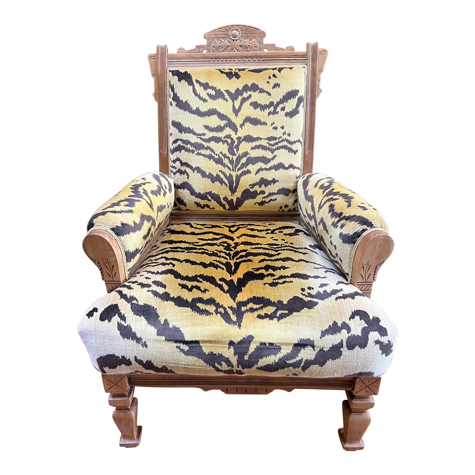 19th Century Victorian Eastlake Chair in Scalamandre Tigre Velvet Chairish