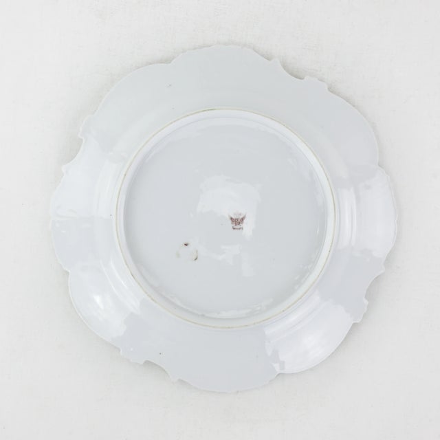 Elegant Antique White and Gold Porcelain Plate With Floral Motif For Sale - Image 4 of 9