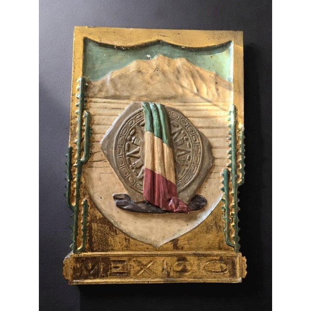 Early 20th Century Commemorative Panel on Mexico Carved, Gilded, and Polychrom, 1920 For Sale - Image 13 of 16