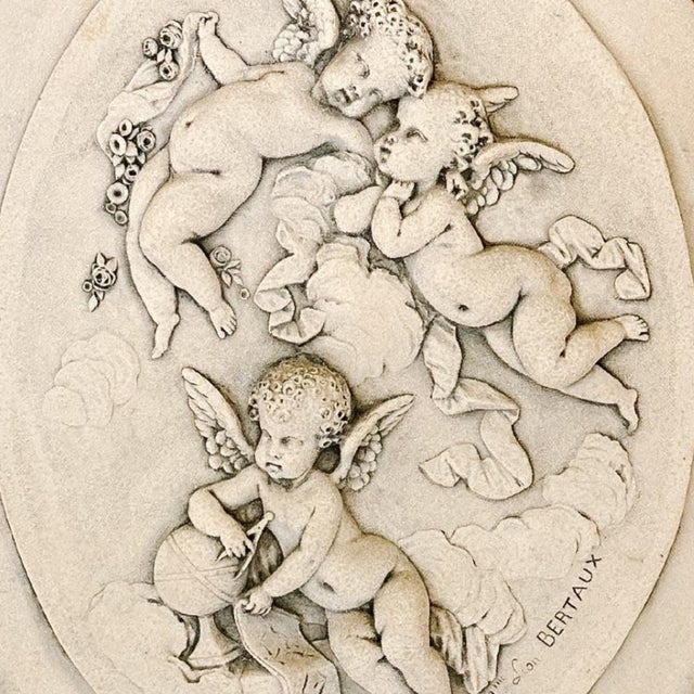 Early 20th Century French Wall Plaque With Winged Cherubs by Mme Leon Bertaux For Sale In San Diego - Image 6 of 9