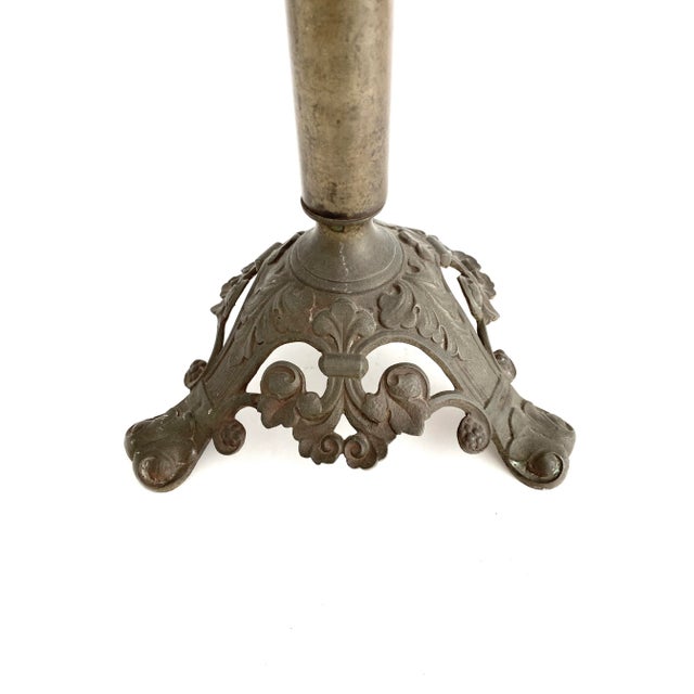 Early 20th Century Vintage Ecclesiastical Ornate Brass Pricket Candlestick For Sale - Image 5 of 7