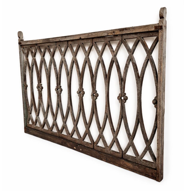 Indian Antique Old Indian Architectural Iron & Teak Railing For Sale - Image 3 of 4