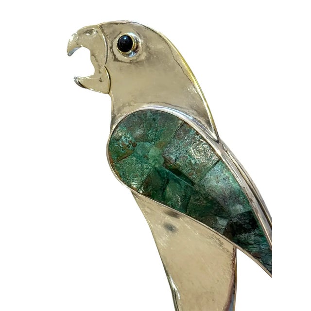 Mexican Vintage Emilia Castillo Parrot Malachite Lapis Bottle Opener For Sale - Image 3 of 12