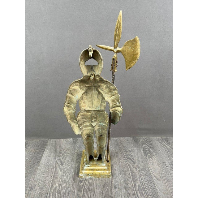 Metal 20th Century Bronze Statue of a Warrior in Armor For Sale - Image 7 of 8
