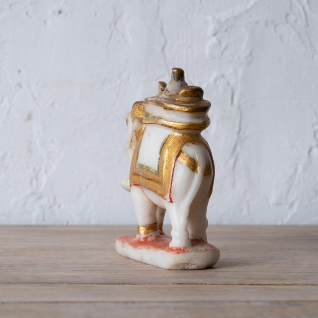 Stone Indian Gilt Alabaster Elephant, 19th Century For Sale - Image 7 of 8